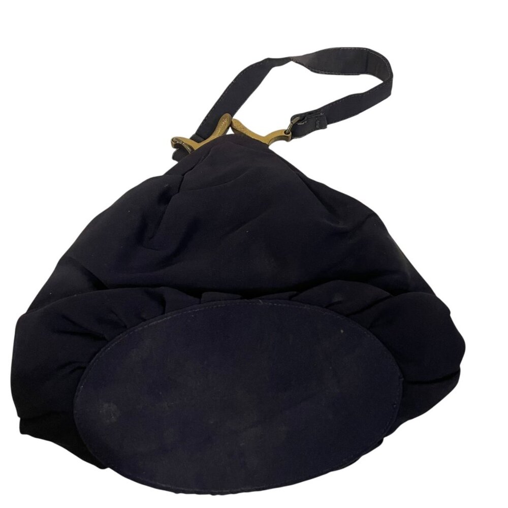 Vintage Black‎ Evening Clutch Purse With Brass Clasp
